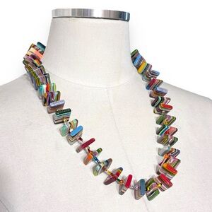 JACKIE BRAZIL Resin Licorice Slices & Glass Beads Pop Art Necklace